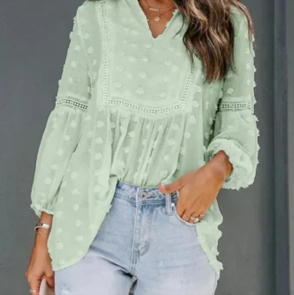 New Swiss dot babydoll top - Picture 3 of 15